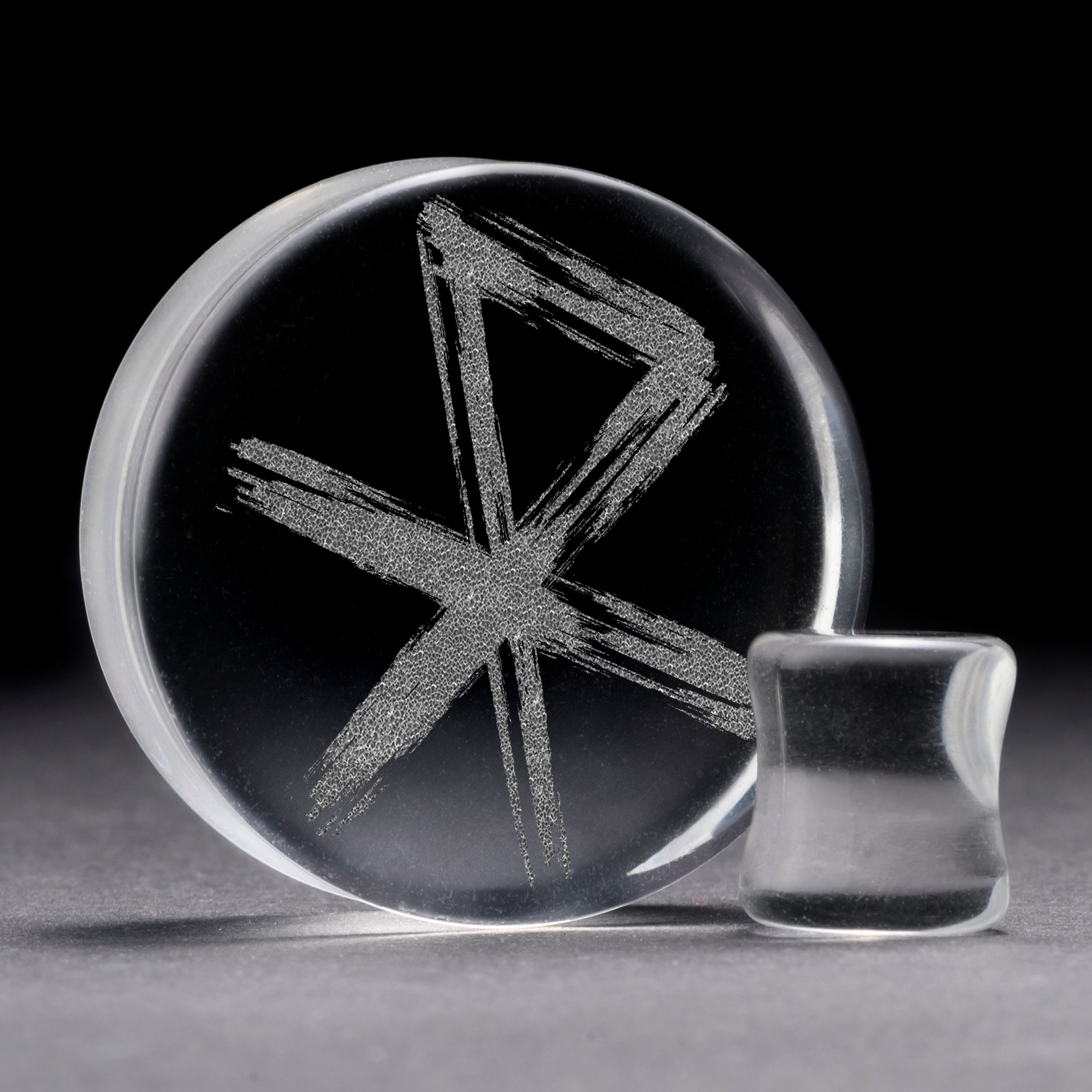 Love Rune Viking Plug / Gauge - Clear Glass | Flat Faced Double Flare