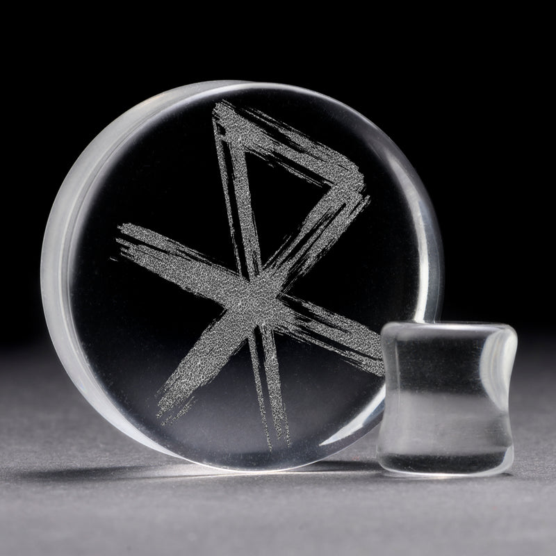 Plug / Gauge Rune d'amour viking - Verre transparent | Face plate double évasé