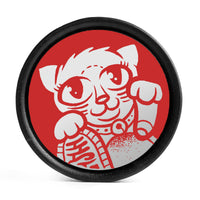Plug / Gauge Chat porte-bonheur - Bois d'ébène incrusté rouge & blanc | Convexe double évasé