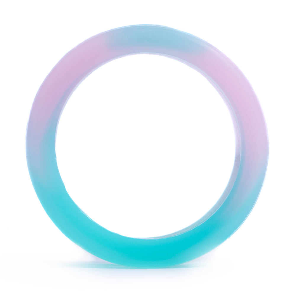 Marble Light Green & Pink Silicone Ear Tunnel - Flat Flare Two-Tone Silicone Ear Plugs / Gauges in 00g, 0g, 2g, 4g and more.