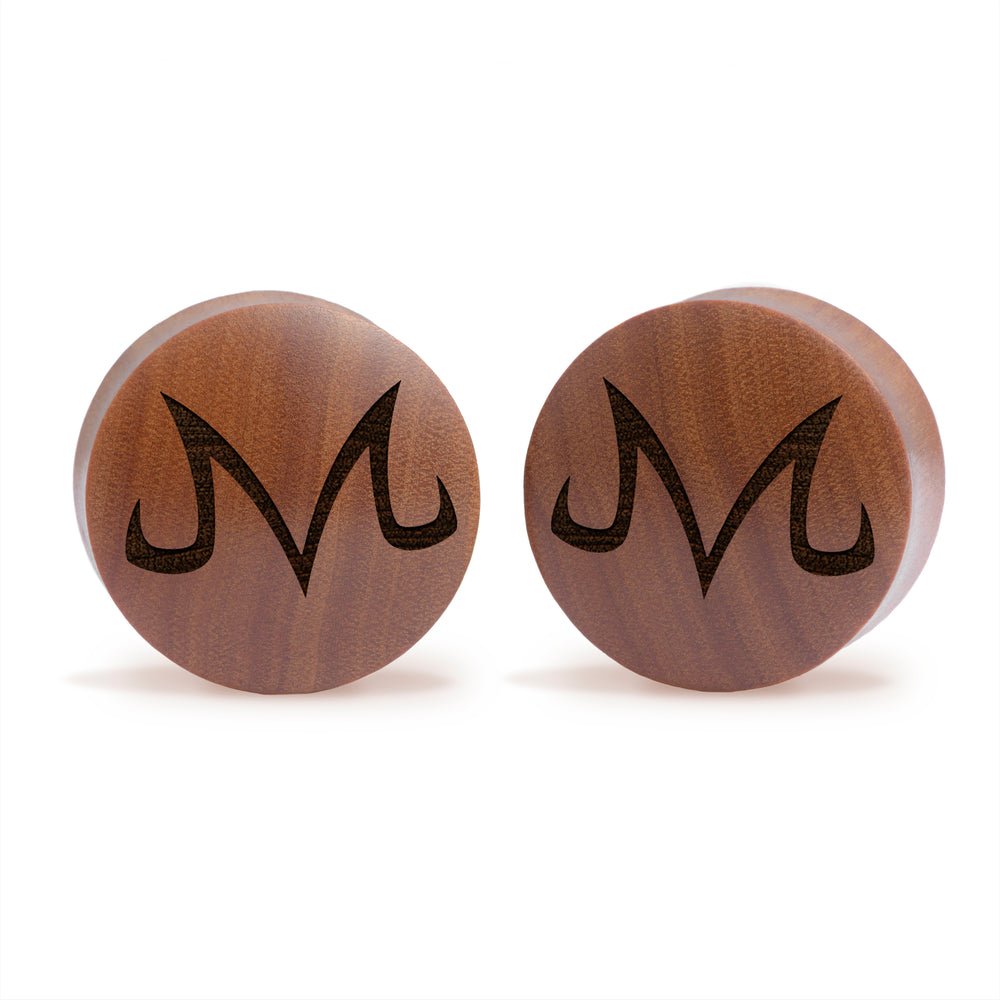 Majin Logo - Dragon Ball Z Plug / Gauge - Saba Wood | Convex Double Flare - Lasered To Order In House At Custom Plugs HQ
