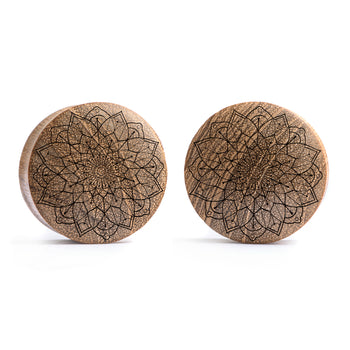 Linienmandala Zier Tattoo Plug / gauge - Saba Wood | Konvexe Doppelaufgeweitet