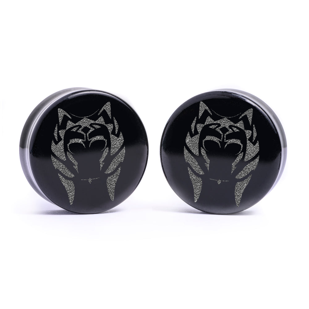 Ahsoka Tano Plug / Gauge - Black Glass | Flat Faced Double Flare - Lasered To Order In House At Custom Plugs HQ