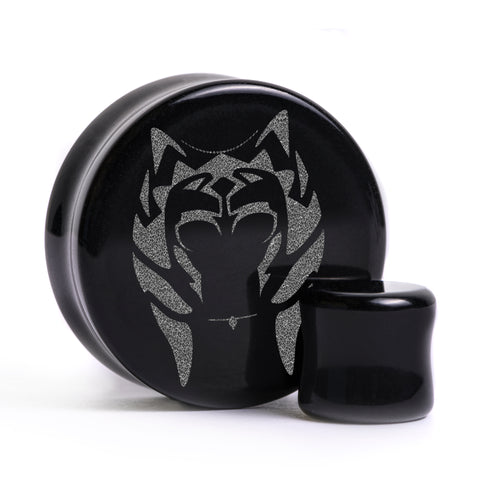 Ahsoka Tano Plug / Gauge - Black Glass | Flat Faced Double Flare