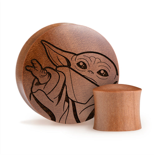 Baby Yoda Plug - Saba Wood | Konvexe Doppelaufgeweitet