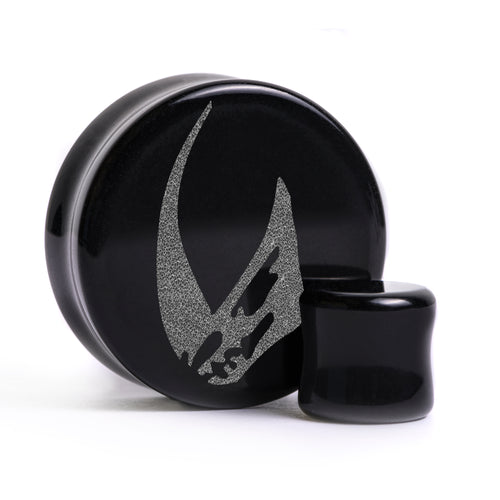 Mudhorn Plug / Gauge - Black Glass | Flat Faced Double Flare