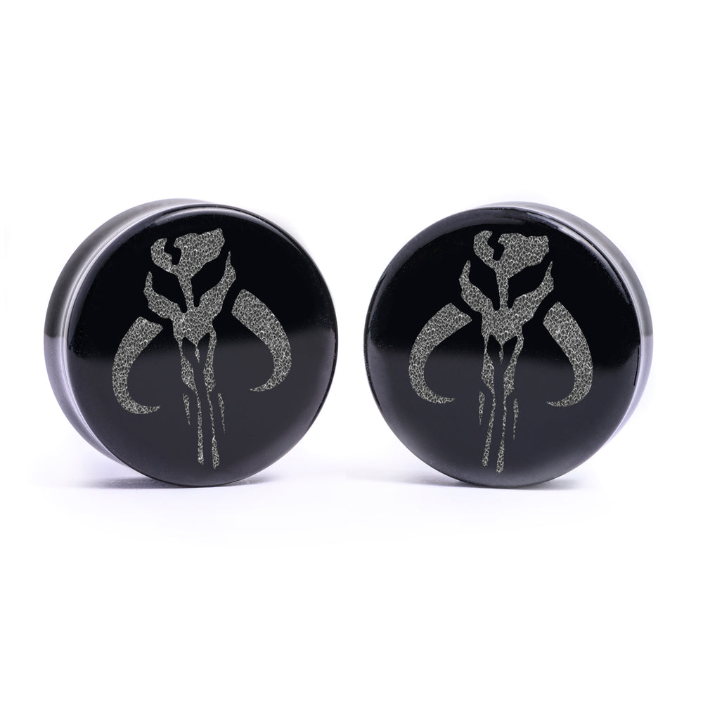 Mythosaur Plug / Gauge - Black Glass | Flat Faced Double Flare - Lasered To Order In House At Custom Plugs HQ