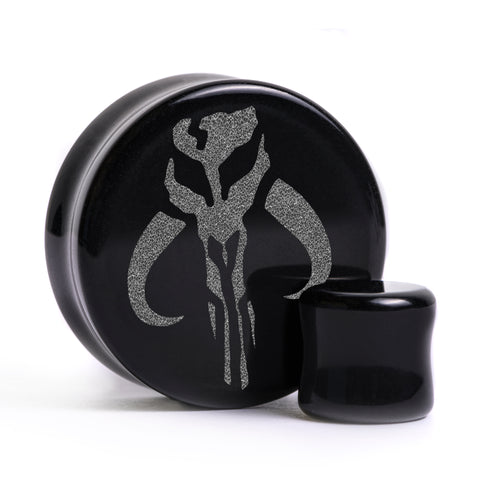 Mythosaur Plug / Gauge - Black Glass | Flat Faced Double Flare