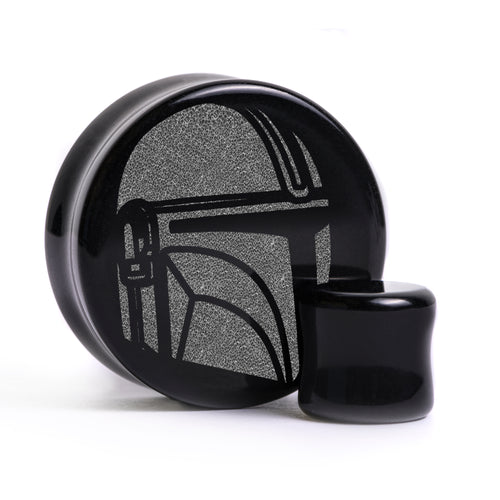 Der Mando -Plug / gauge - Schwarzes Glas | Doppelaufgeweitet mit flachem Gesicht