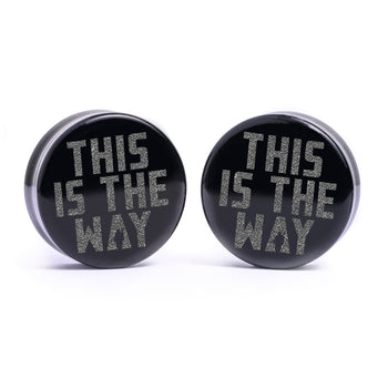 Starburst Mandala Ornamental Tattoo Plug / Gauge - Black Glass | Flat Faced Double Flare