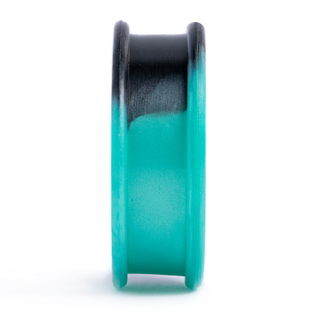 Marble Green & Black Silicone Ear Tunnel - Flat Flare Two-Tone Silicone Ear Plugs / Gauges in 00g, 0g, 2g, 4g and more.