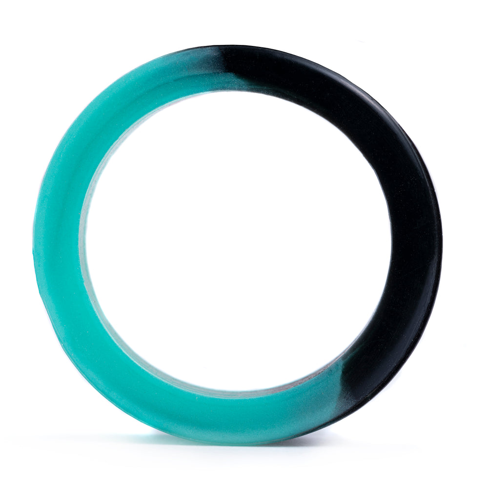Marble Green & Black Silicone Ear Tunnel - Flat Flare Two-Tone Silicone Ear Plugs / Gauges in 00g, 0g, 2g, 4g and more.