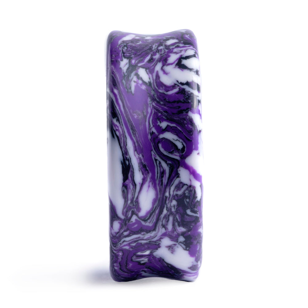 Marble White & Purple Stone Plug / Gauge - Double Flared Synthetic Stone Plugs in 8mm (0g) - 30mm (1.18")
