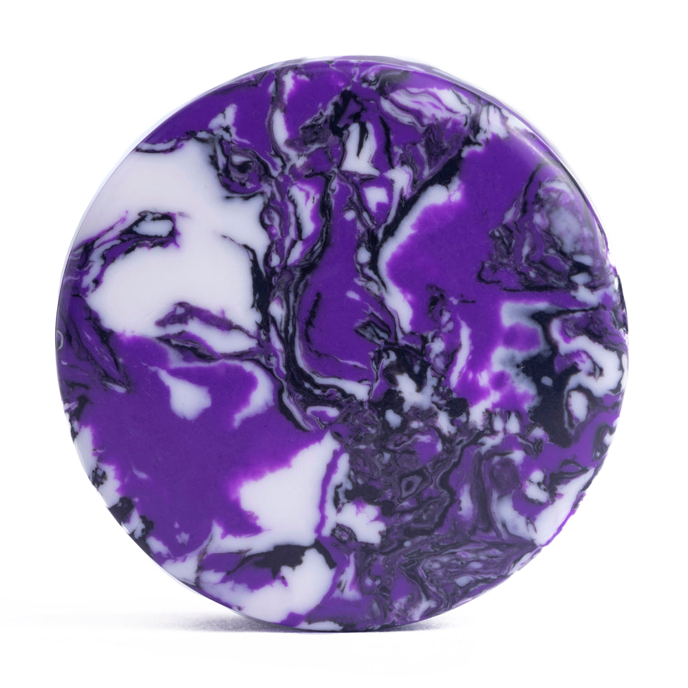 Marble White & Purple Stone Plug / Gauge - Double Flared Synthetic Stone Plugs in 8mm (0g) - 30mm (1.18")