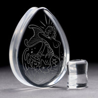 Mermaid Plug / Calibre - Goutte en verre transparent | Double flare à face plate