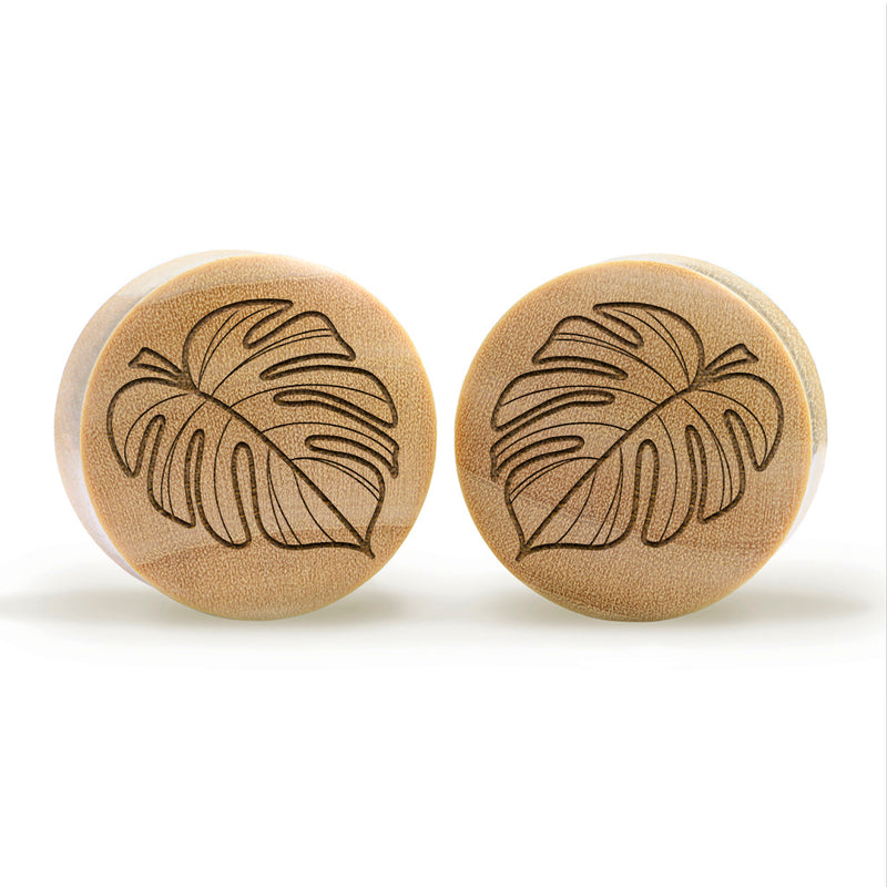 Plug / Gauge Monstera - Bois de crocodile | Convexe double évasé