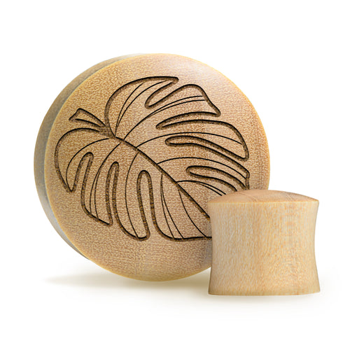 Monstera Plug / Gauge - Crocodile Wood | Convex Double Flare
