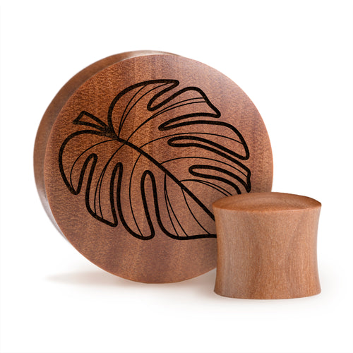 Monstera Plug / Gauge - Saba Wood | Konvexe Doppelaufgeweitet