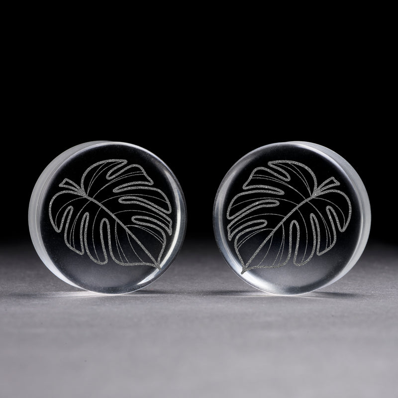 Plug / Gauge Monstera - Verre transparent | Face plate double évasé