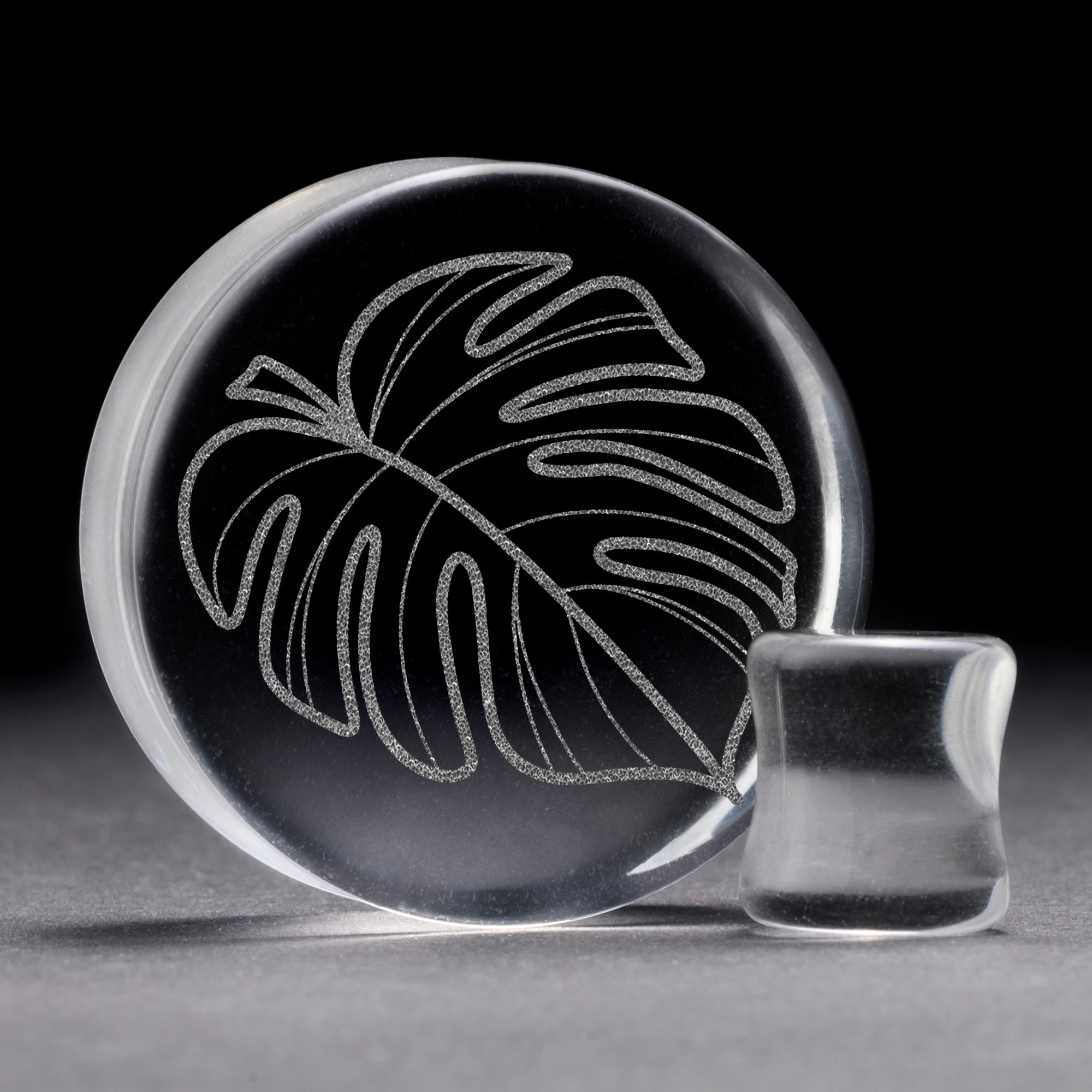 Monstera Plug / Gauge - Clear Glass | Flat Faced Double Flare