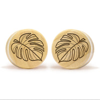 Plug / Gauge Monstera - Bois de crocodile | Face plate double évasé