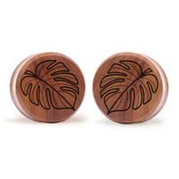Plug / Gauge Monstera - Bois de Saba | Face plate double évasé