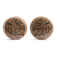 Plug / Gauge Monstera - Bois de teck | Convexe double évasé