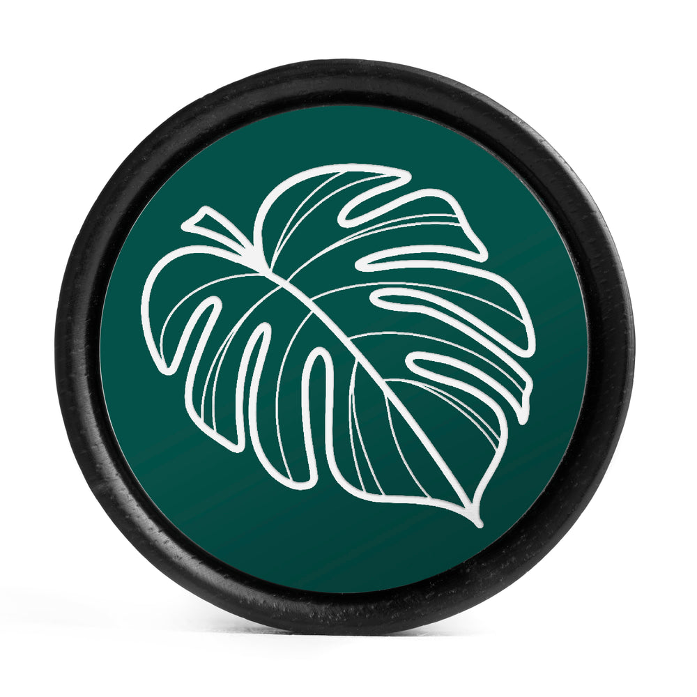 Monstera Plug/Messgerät – Dunkelgrünes und weißes Inlay aus Ebenholz | Konvexe Doppelflare