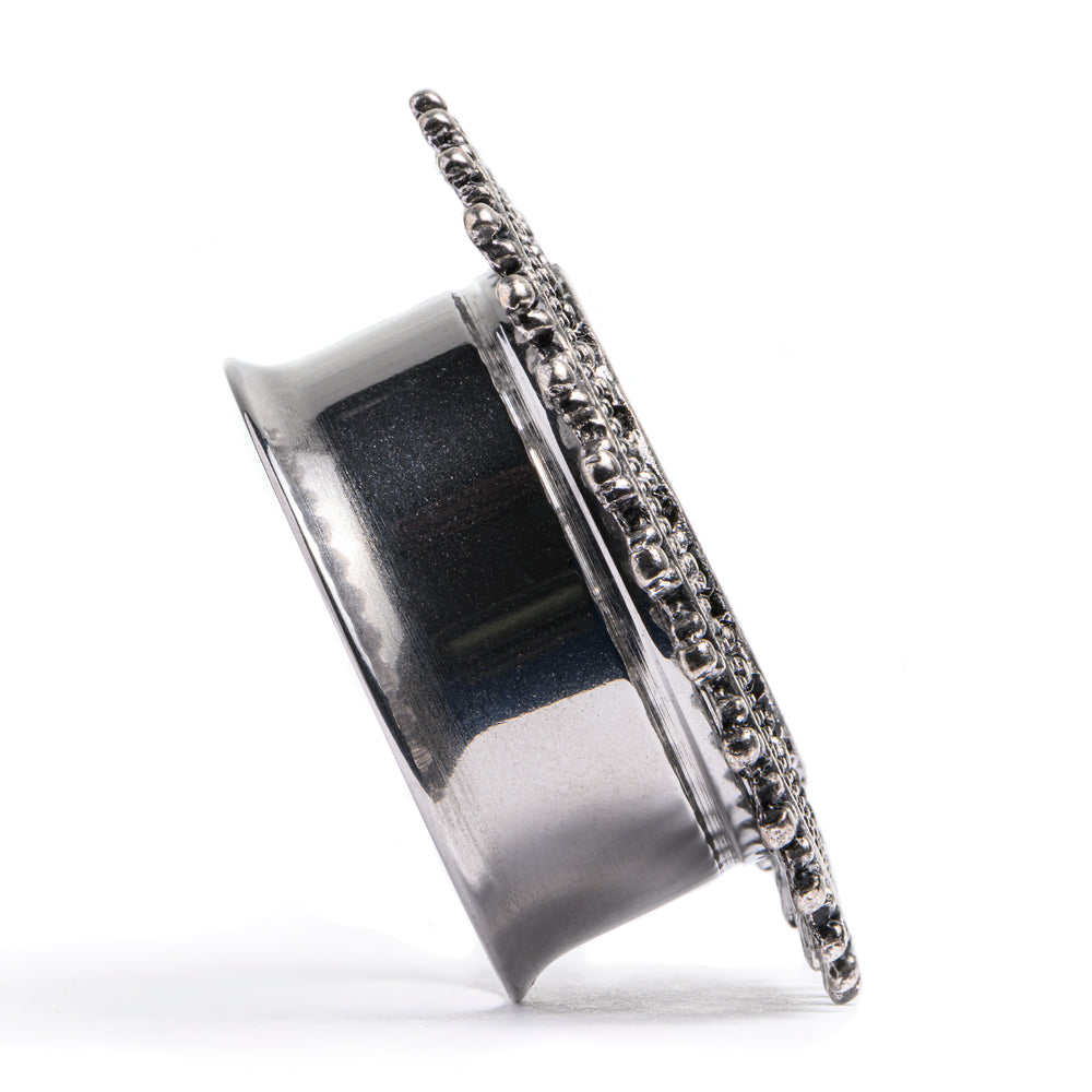 Moroccan Silver Steel Tunnel / Plug / Gauge - Metal Ear Plugs in 6mm (2g) - 30mm (1.18") Gauge Sizes