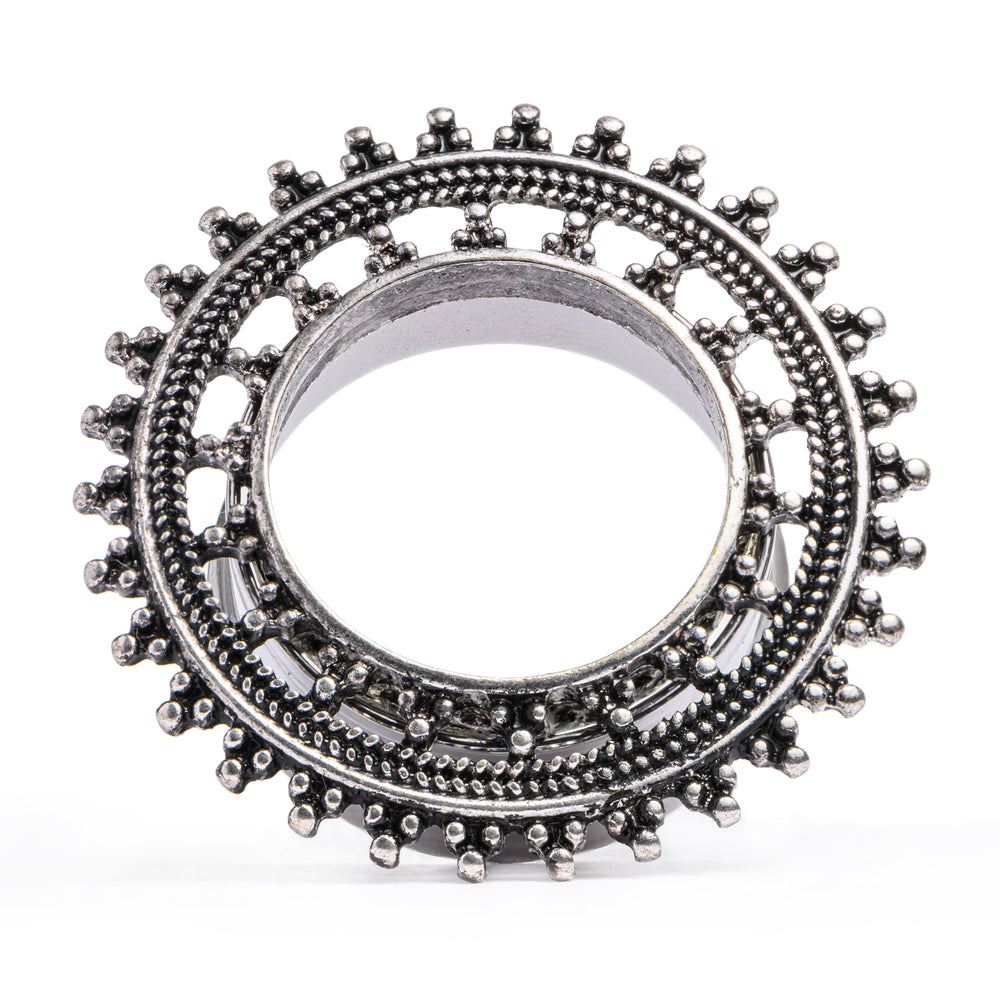 Moroccan Silver Steel Tunnel / Plug / Gauge - Metal Ear Plugs in 6mm (2g) - 30mm (1.18") Gauge Sizes
