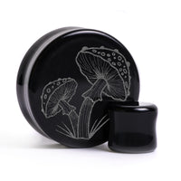 Plug / Gauge Champignon - Verre noir | Face plate double évasé