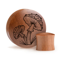 Plug / Gauge Champignon - Bois de Saba | Convexe double évasé