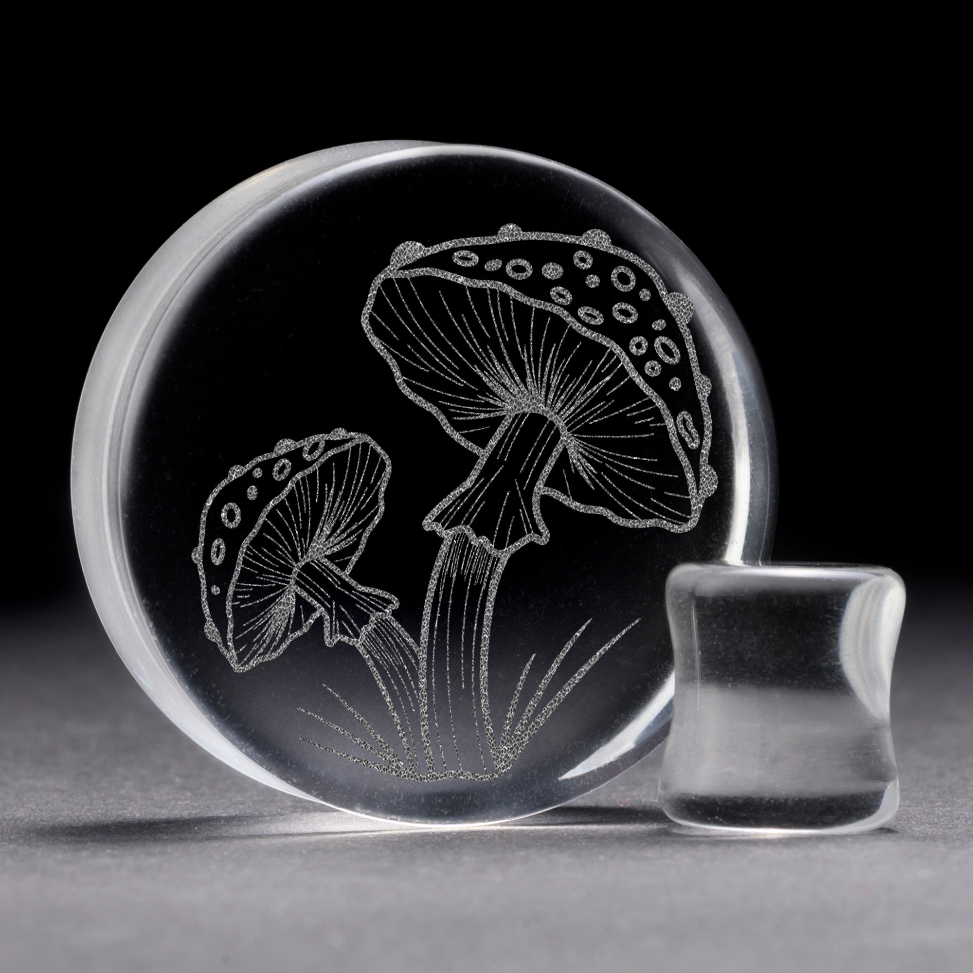 Mushroom Plug / Gauge - Clear Glass | Flat Faced Double Flare