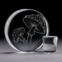 Plug / Gauge Champignon - Verre transparent | Face plate double évasé