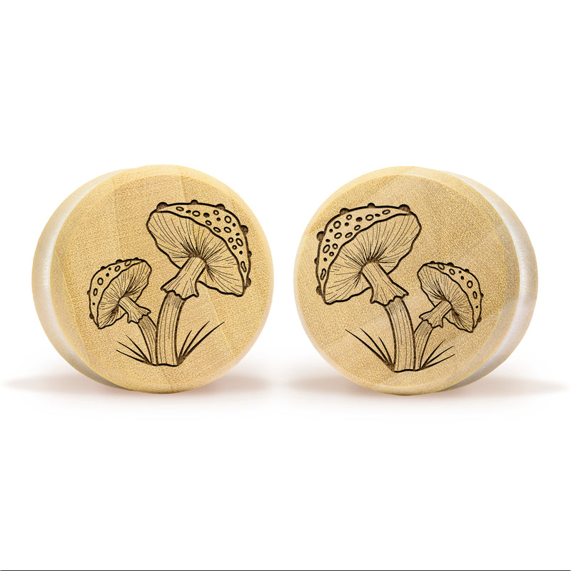 Plug / Gauge Champignon - Bois de crocodile | Face plate double évasé