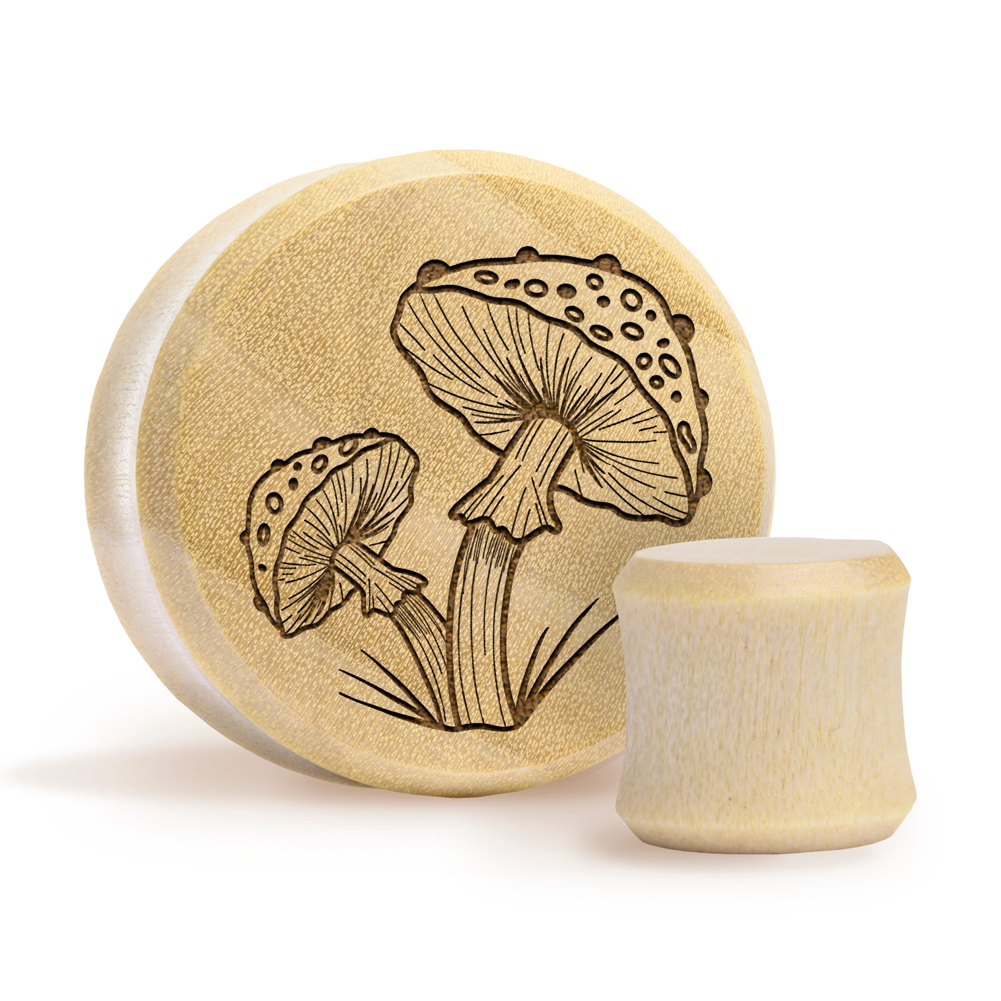 Mushroom Plug /  Gauge - Crocodile Wood | Flat Faced Double Flare