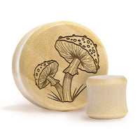 Plug / Gauge Champignon - Bois de crocodile | Face plate double évasé
