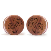Plug / Gauge Champignon - Bois de Saba | Face plate double évasé