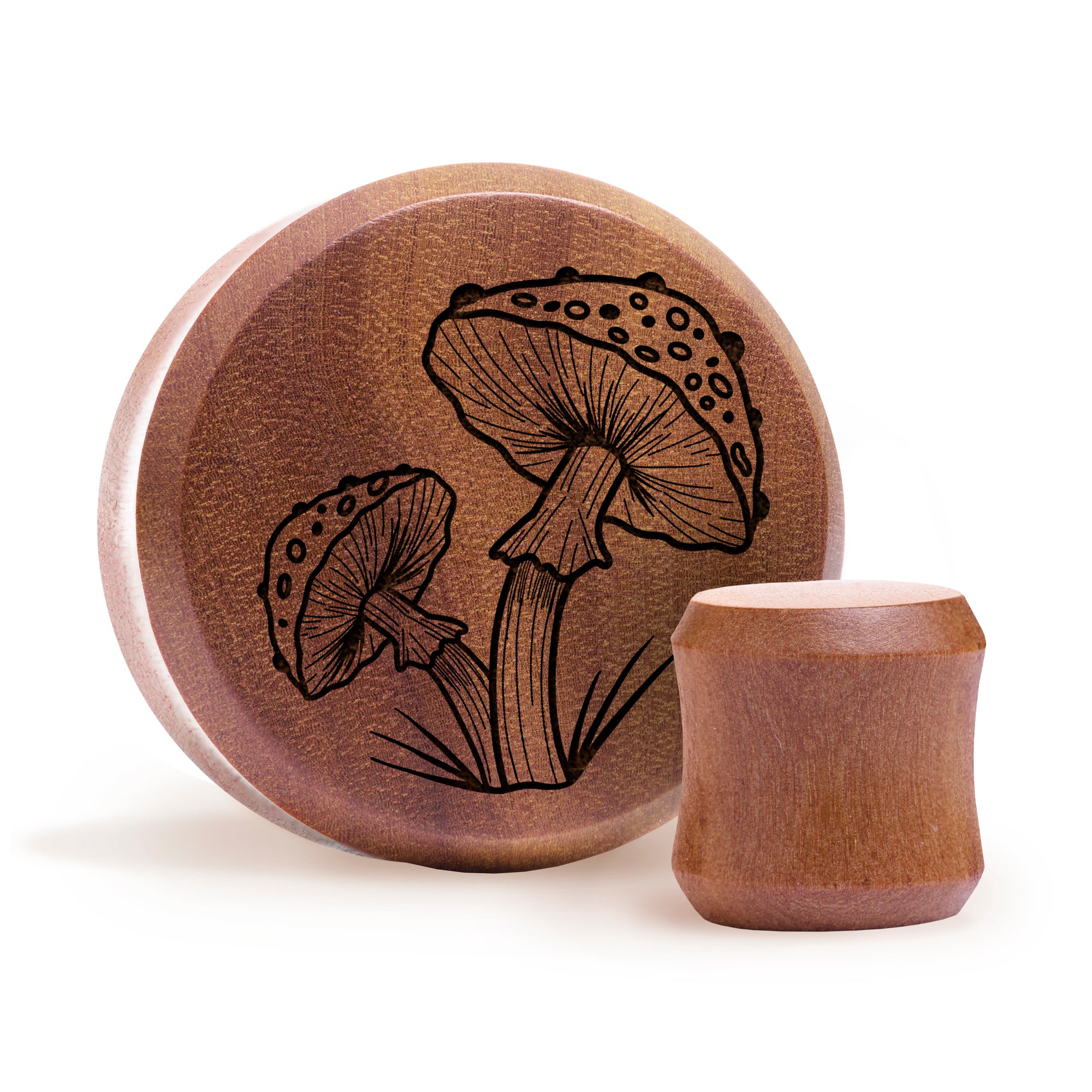 Mushroom Plug / Gauge - Saba Wood | Flat Faced Double Flare