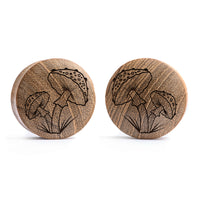 Plug / Gauge Champignon - Bois de teck | Convexe double évasé