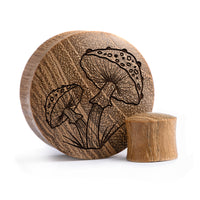 Plug / Gauge Champignon - Bois de teck | Convexe double évasé