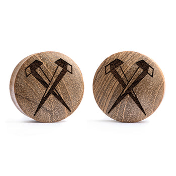 Nails Plug / Gauge - Teak Wood | Convex Double Flare
