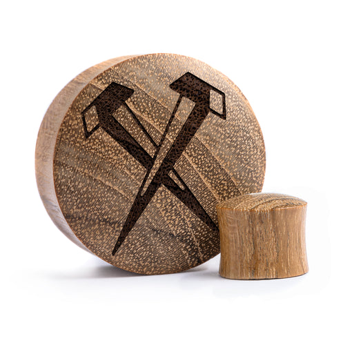 Nails Plug / Gauge - Teak Wood | Convex Double Flare