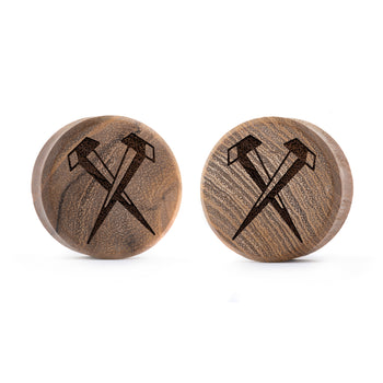 Starburst Mandala Ornamental Tattoo Plug / Gauge - Teak Wood | Convex Double Flare