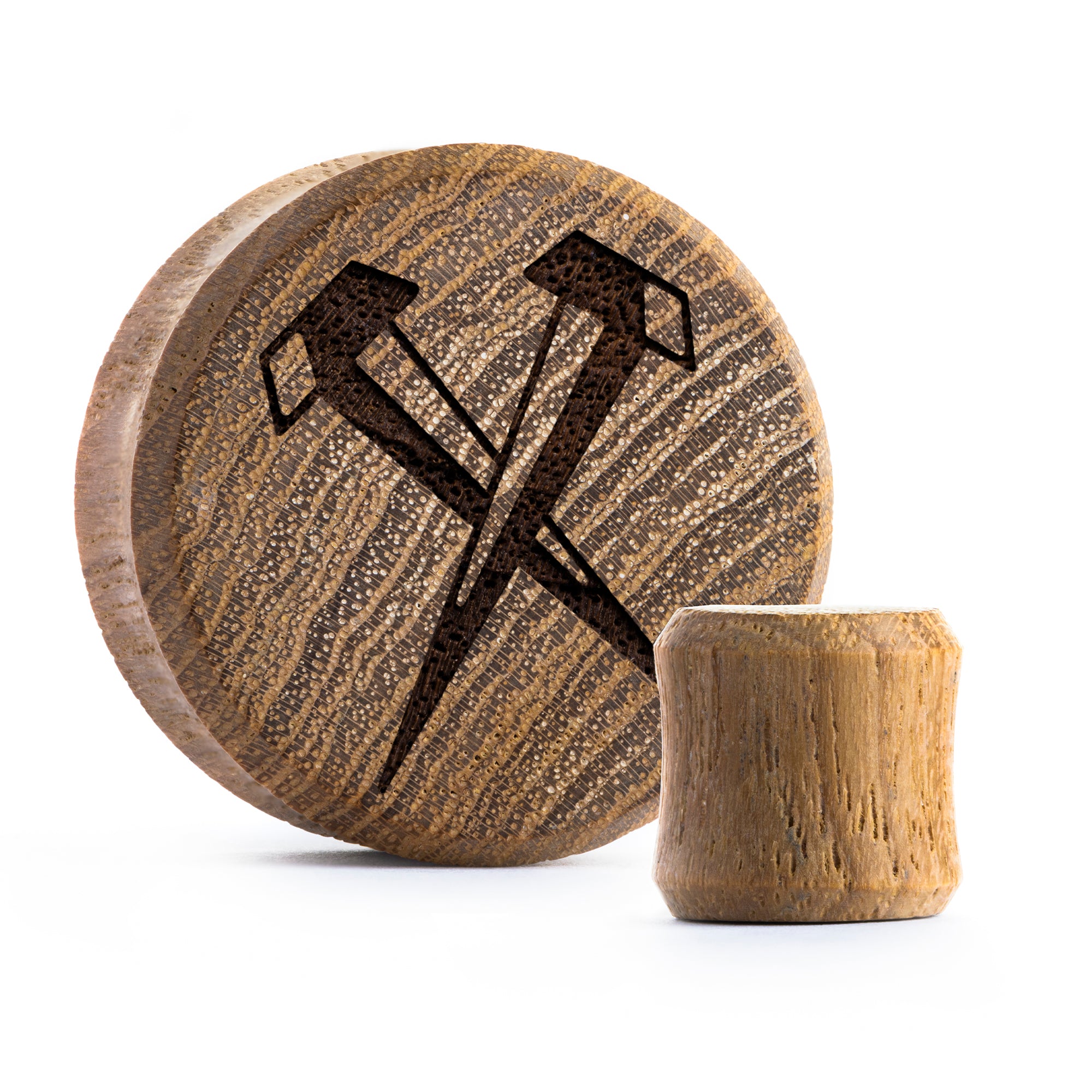 Nägel Plug / gauge - Teakholz | Doppelaufgeweitet mit flachem Gesicht