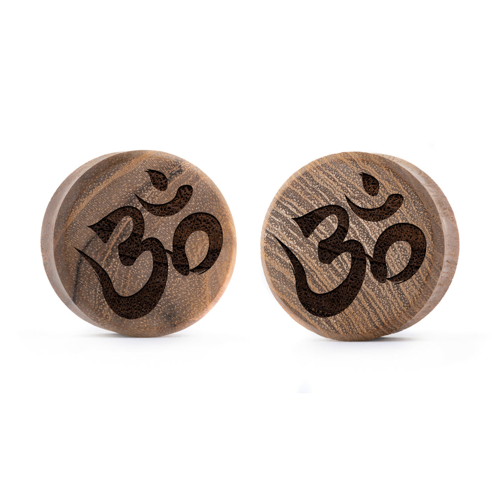 Ohm Plug / Gauge - Teak Wood | Flat Faced Double Flare - Lasered To Order In House At Custom Plugs HQ