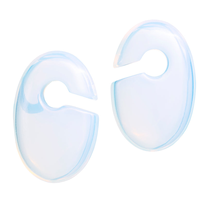 Poids d'oreille trou de serrure ovale en verre opalite - Paire