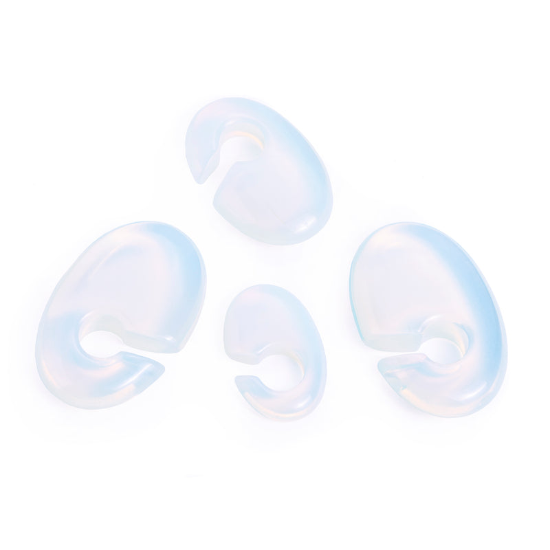 Poids d'oreille trou de serrure ovale en verre opalite - Paire