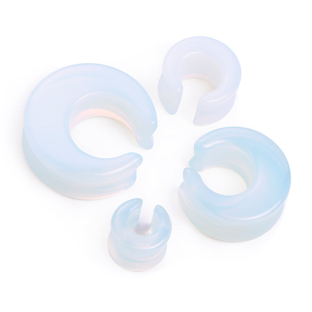 Glass Opalite Saddle Plug / Gauge - Double Flare Glass Ear Plugs / Gauges in 10mm (00g), 20mm (13/16th), 30mm (1.18")