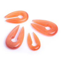 Poids d'oreille en verre œil de chat orange, pince et trou de serrure - paire